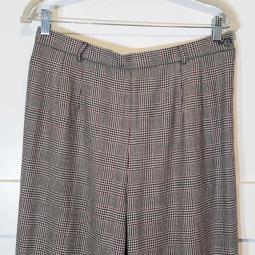 Talbots Vintage Plaid Wool Italian Fabric Trousers Pants Lined Size 12P - Picture 2 of 13